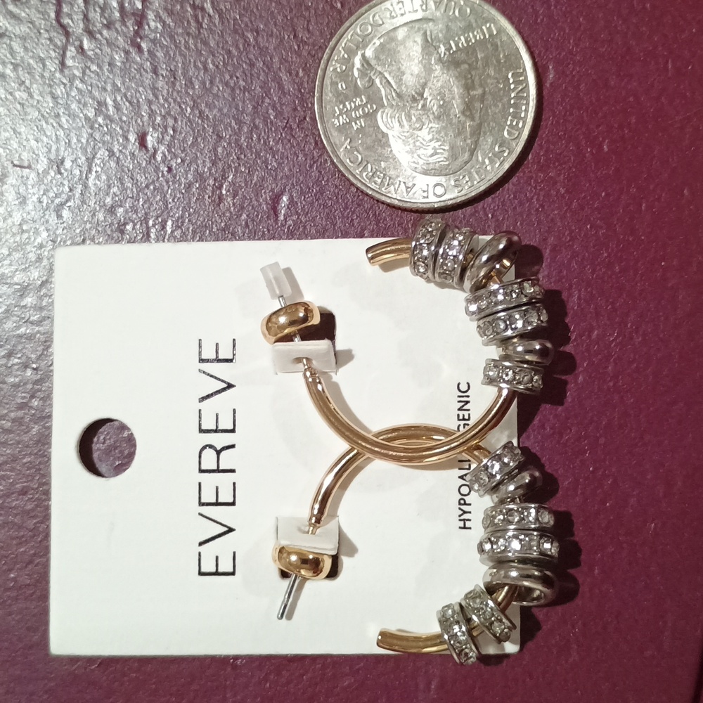 Evereve Twisted Gold and Silver Bling Hoops
